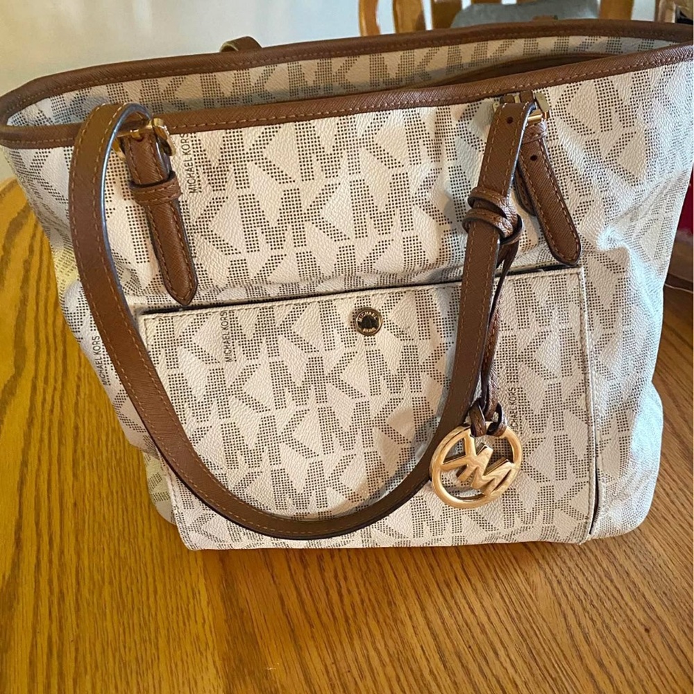 Michael Kors Brown and Cream Monogram Tote